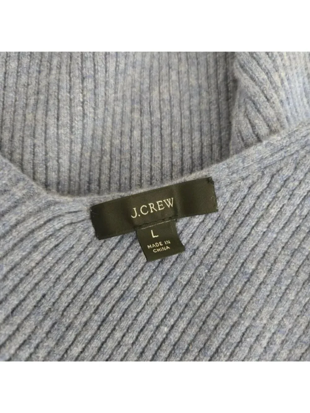 JCrew Ribbed Cashmere Blend V-Neck Tank Top Sweater Blue Size L Coastal